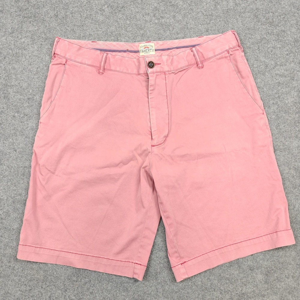 Faherty Shorts Mens 33 Pink 9" Inseam Stretch Canvas Chino Casual‎ Summer